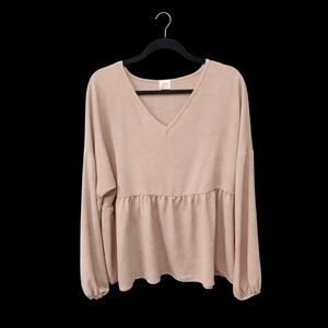 ZigZag Stripe Blush Pink Babydoll Top | Women XL